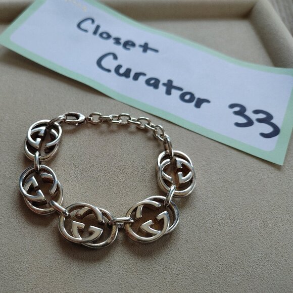 Gucci Britt Interlocking G Logo .925 Sterling Silver Bracelet - Picture 3 of 10